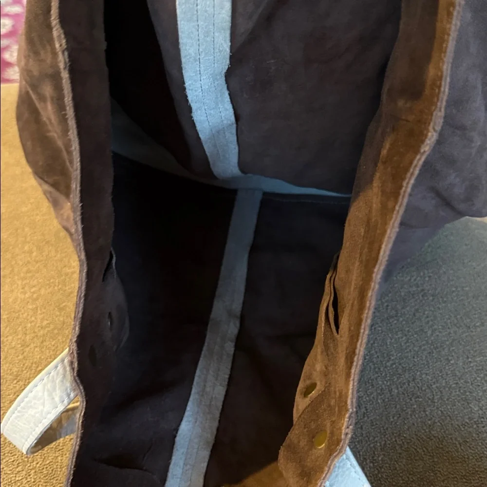 Unbranded Handmade Suede and Leather Tote Bag Purse (TD)